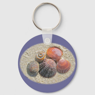Muscheln an den Strandkoordinierungselementen Schlüsselanhänger