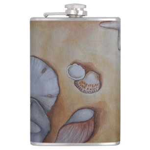 Muscheln an der Küste Aquarellbilder Flachmann