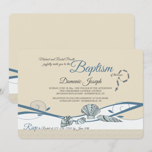 Muscheln an der Küste Einladung (Vorne/Hinten)