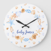 Muscheln an der Küste Kinderzimmer Große Wanduhr (Vorderseite)