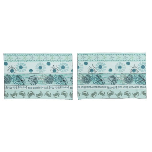 Muscheln an der Küste Krabben Starfish Bohemisch Kissenbezug (Vorderseite-Set)