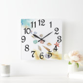 Muscheln an der Küste Quadratische Wanduhr (Zuhause)