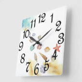 Muscheln an der Küste Quadratische Wanduhr (Winkel)