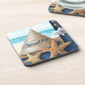 Muscheln an der Küste und Nautikküste Getränkeuntersetzer (Linke Seite)