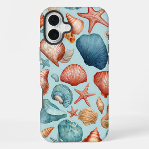 Muscheln an der Küste und Sternenmuster iPhone 16 Plus Hülle