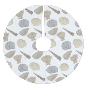 Muscheln an der Meeresküste Polyester Weihnachtsbaumdecke