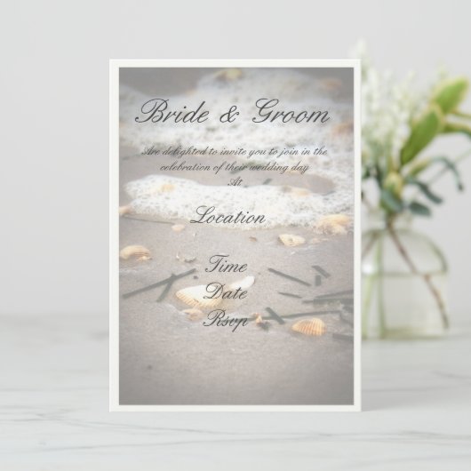 Muscheln an Land Einladung (Stehend Vorderseite)