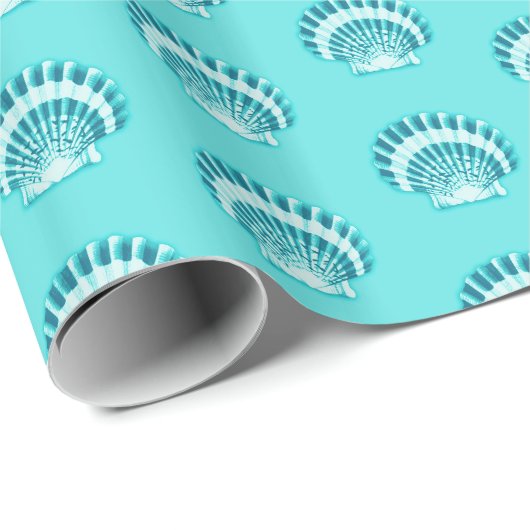 Muscheln - Aqua und aquamarin Geschenkpapier (Rolleneckpunkt)