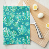 Muscheln aquamarin, Aqua und Türkis Geschirrtuch (Viertel Falte)