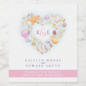 Muscheln Aquareller Strand rosa Weinetikett (Einzelnes Label)