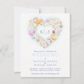 Muscheln Aquarellherz Einladung (Vorderseite)