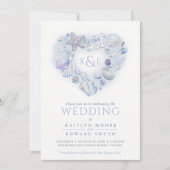 Muscheln Aquarellherz Einladung (Vorderseite)