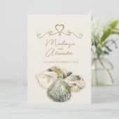 Muscheln Art Beach Hochzeit Einladung (Stehend Vorderseite)
