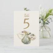 Muscheln Art Beach Hochzeit Tischnummern (Stehend Vorderseite)