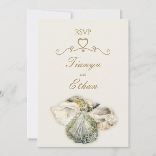 Muscheln Art Hochzeit RSVP Antwort Einladung (Vorderseite)