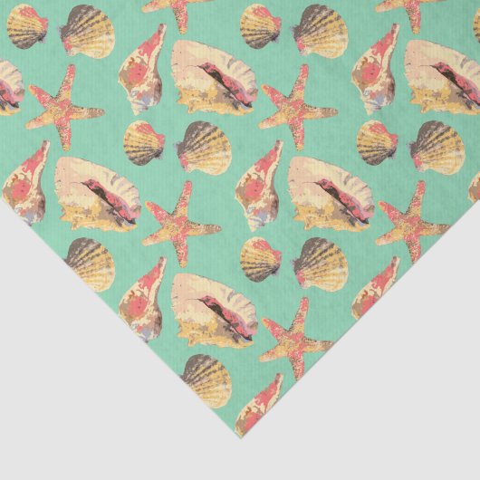 Muscheln auf Aqua Seidenpapier (Ausschnitt)