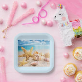 Muscheln auf den Tellern aus Strandpapier Pappteller (Party)