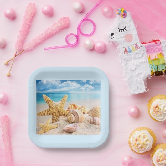 Muscheln auf den Tellern aus Strandpapier Pappteller (Party)