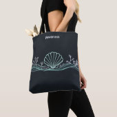 Muscheln auf dunklem Grün Tasche (Von Nahem)