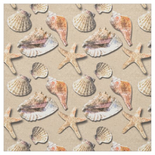 Muscheln auf Strand-Sand Stoff (Muster)