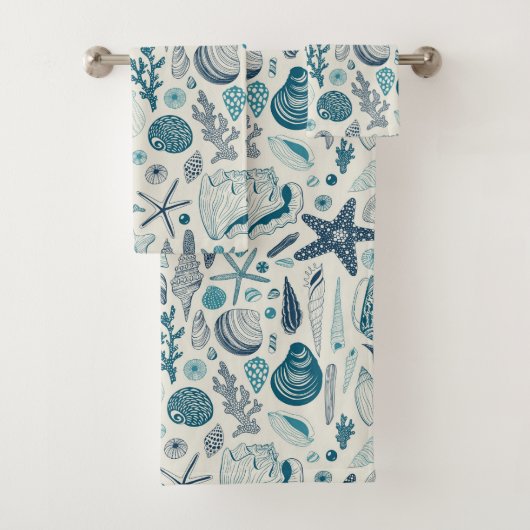 Muscheln auf weißlich badhandtuch set (Insitu)