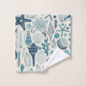 Muscheln auf weißlich badhandtuch set (Waschlappen)