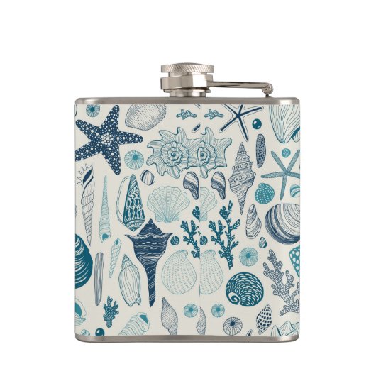 Muscheln auf weißlich flachmann (Rückseite)