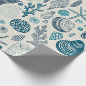 Muscheln auf weißlich geschenkpapier (Ecke)