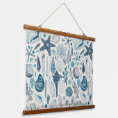 Muscheln auf weißlich wandteppich mit holzrahmen (Gewinkelt)