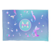 Muscheln aus dem Aquamarinen Meer, rosa Monogramm Kissenbezug (Vorderseite)