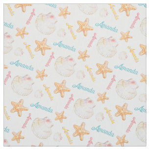 Muscheln aus Starfish und Muscheln rosa gelb Stoff