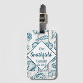 Muscheln Beach House Nautical Familienname Holz Gepäckanhänger (Vorderseite Vertikal)