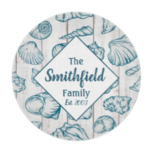 Muscheln Beach House Nautical Familienname Holz Schneidebrett