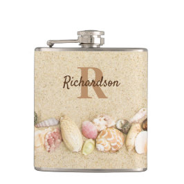 Muscheln Beach Monogram Coastal Flachmann