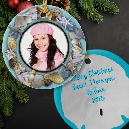 Muscheln, Blauer Foto Rahmen Weihnachtsschmuck