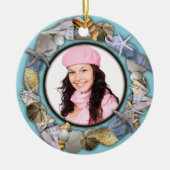 Muscheln, Blauer Foto Rahmen Weihnachtsschmuck (Vorne)