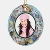 Muscheln, Blauer Foto Rahmen Weihnachtsschmuck (Links)