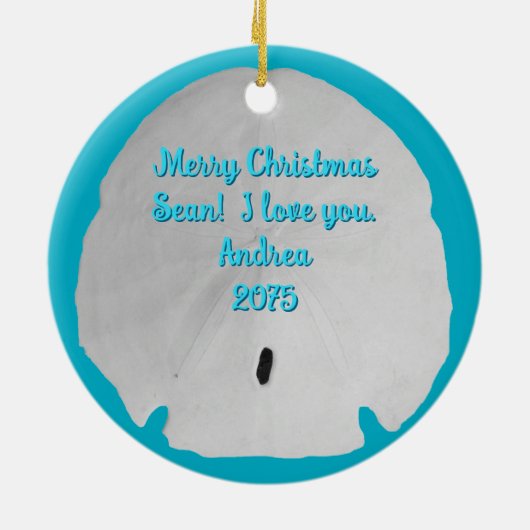 Muscheln, Blauer Foto Rahmen Weihnachtsschmuck (Hinten)