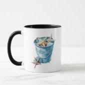 Muscheln - Blaues Aquarellbild Tasse (Links)