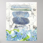 Muscheln Blue Lilacs Watercolor Blume Collage Poster (Vorne)