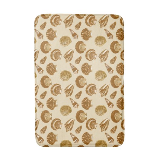 Muscheln - Braun auf beigem Hintergrund Badematte (Vorderseite Vertikal)