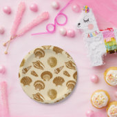 Muscheln - Braun auf beigem Hintergrund Pappteller (Party)