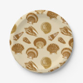 Muscheln - Braun auf beigem Hintergrund Pappteller (Vorderseite)