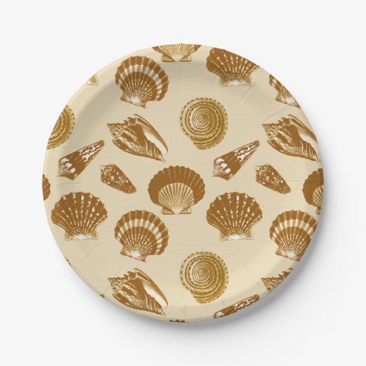 Muscheln - Braun auf beigem Hintergrund Pappteller (Vorderseite)