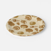 Muscheln - Braun auf beigem Hintergrund Pappteller (Schrägansicht)