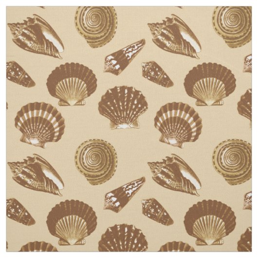 Muscheln - Braun auf beigem Hintergrund Stoff (Muster)