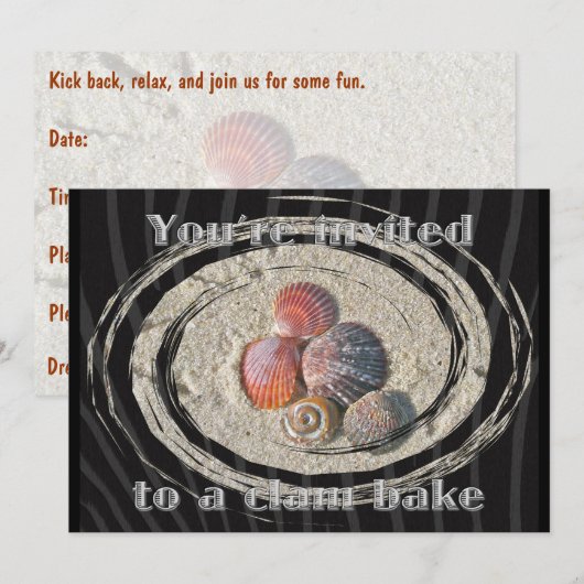 Muscheln Clam Bake Einladung (Vorne/Hinten)