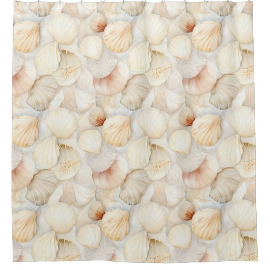 Muscheln Cream Sand Ivory Beach Duschvorhang (Vorderseite)