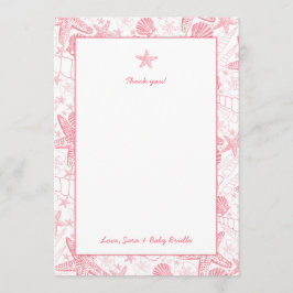 Muscheln-danken rosa Baby-Dusche Ihnen Anmerkungen Dankeskarte