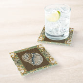 Muscheln der kleinen Meerjungfrau Glasuntersetzer (Schrägansicht)